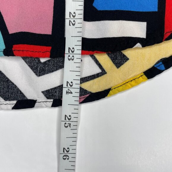 Big Dart Vintage Op Art Dopamine Colorblock Button Collared Blouse Shirt Top 8 - Picture 8 of 11